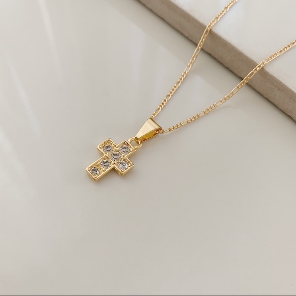 CZ Cross Necklace | 18k Gold Filled - Picture 3 of 5